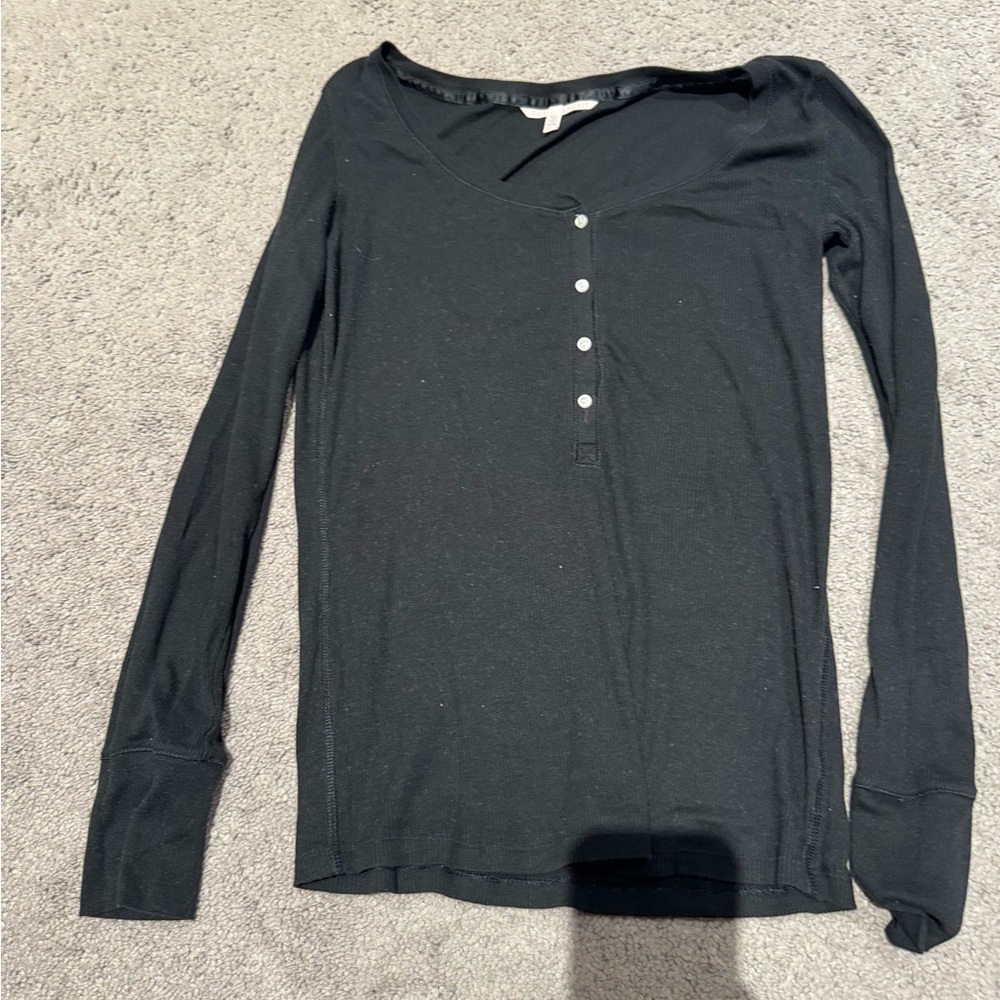 Victoria's Secret Black Long Sleeve Pajama Top with Buttons